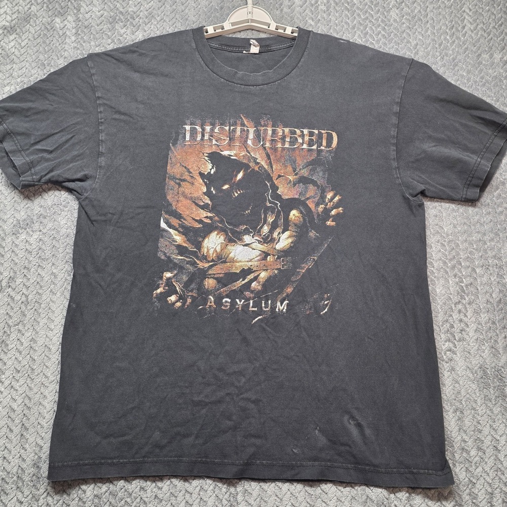 Disturbed Asylum 2010 Uproar Tour T-Shirt Men's XL Black Avenged Sevenfold